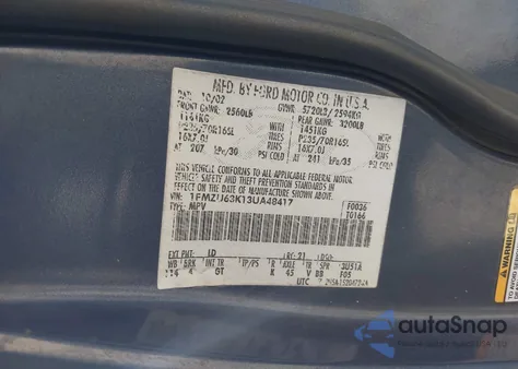 2003 Ford Explorer Nbx/Xlt z USA, uszkodzony, nr VIN 1FMZU63K13UA48417